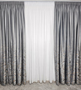 Draperie din catifea cu insertii - Gri model Velvet blackout 90%